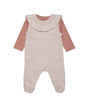 有條有理-長袖連身套裝(粉橘)62cm