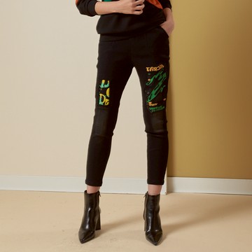 CLL巧玲瓏 個性印花刺繡子母刷色牛仔褲 3591810