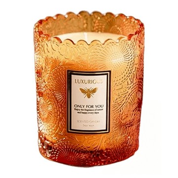 浮雕蕾絲香氛蠟燭  200g  1個  波羅地海琥珀