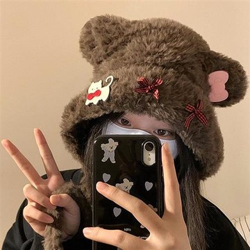 現貨+預購 韓版毛帽毛線帽子針織帽秋冬加絨厚磅保暖帽百搭冷帽休閒帽-小熊耳朵雷鋒帽7色n1mp77