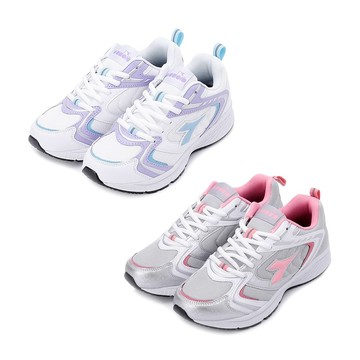 DIADORA迪亞多那 輕量專業慢跑鞋 女運動鞋 女鞋 時尚 百搭 透氣 舒適 穩定 保護後跟 耐磨 止滑 白藍 灰粉