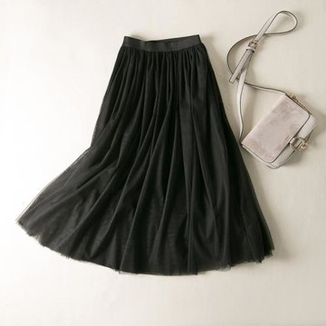 春季打底裙半身網紗裙A字大擺裙大碼寬松高腰顯瘦仙女蓬蓬裙四層