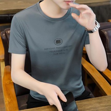 (免運)短袖t恤男冰絲薄款2025年夏季新款潮牌百搭休閑寬松半袖上衣潮牌