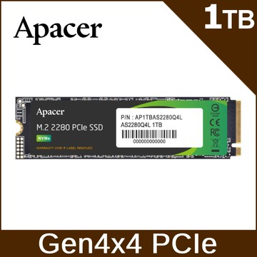 Apacer宇瞻 AS2280Q4L 1TB M.2 PCIe Gen4x4 SSD