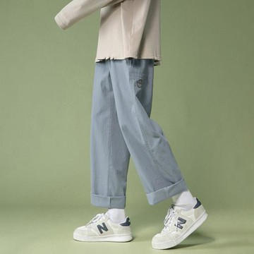 工裝褲男日系潮流簡約直筒休閑褲春秋新款青少年褲子潮牌寬松長褲