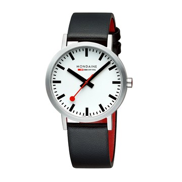 MONDAINE 瑞士國鐵 Classic Vegan葡萄皮革腕錶/霧銀- 40mm /660016V