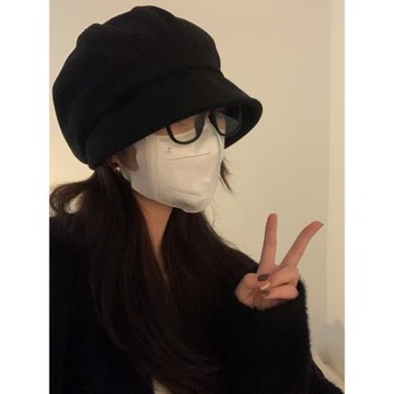 素顏漁夫帽子女秋冬2025新款日系堆堆帽顯臉小保暖八角貝雷帽盆帽