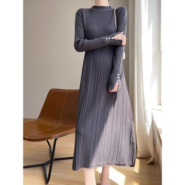 2025春裝新款法式復古毛衣裙收腰顯瘦設計感氣質溫柔風針織連衣裙