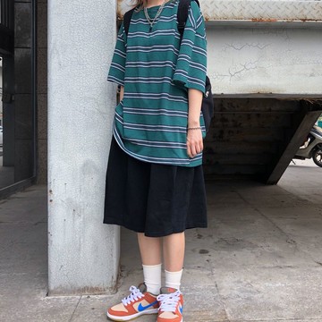 韓國ins復古日系原宿潮流寬鬆百搭過膝五分短褲工裝休閒褲男女夏
