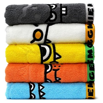 ChungmuTowel Sweet Monster 甜蜜怪獸 提花毛巾 150g 30支棉紗 5件組 (藍+橘+黃+白+灰)  1組  5種