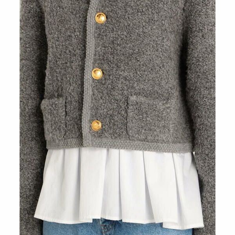 ムートンクルーネックカーディガン グレー TOMORROWLAND