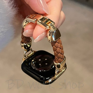 皮質編繩拼金屬錶帶 apple watch s11 錶帶 iwatch10 蘋果錶帶 9 8 7 6 SE 蘋果手錶錶帶