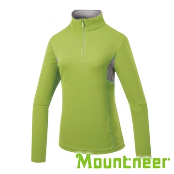 【Mountneer】女透氣排汗半門襟長袖上衣『果綠』51P48 戶外 露營 登山 健行 休閒 時尚 透氣 排汗 半門襟 長袖 上衣