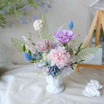 【永生花盆花】永生花/居家裝飾/母親節/賀禮/送禮/粉紫優雅款