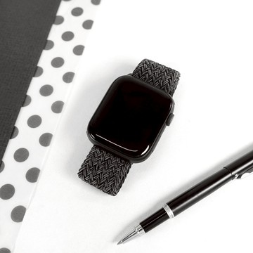 Apple Watch 全系列通用錶帶 蘋果手錶替用錶帶 交叉編織 磁吸黑扣 尼龍錶帶 灰黑色 ＃864-NN001-GYBK