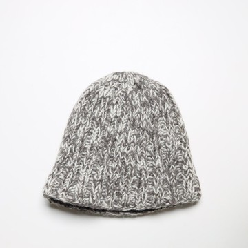 童/成人極簡米灰燕麥配色編織拼接瓜皮帽/純羊毛線手工編織全襯防