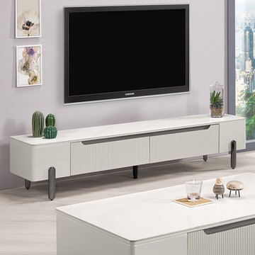 Boden-麗娜6.7尺二抽岩板造型電視櫃/長櫃/視聽櫃-200x40x42cm