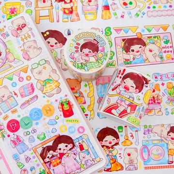 🍋檸檬青🍋現貨特價售完無補棗棗系列超可愛6款自帶離型紙超長循環和紙特油膠帶貼紙手賬裝飾素材