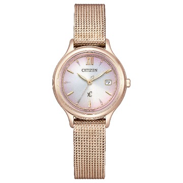 CITIZEN 星辰 xC系列 EW2635-54Z 廣告款亞洲限定 櫻花粉紅金光動能腕錶 28.0mm