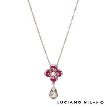 LUCIANO MILANO 小幸運四葉晶體  水晶純銀項鍊(白K色)