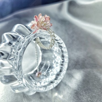 【珍美花球】金屬編織 水晶花樹脂耳骨夾一隻