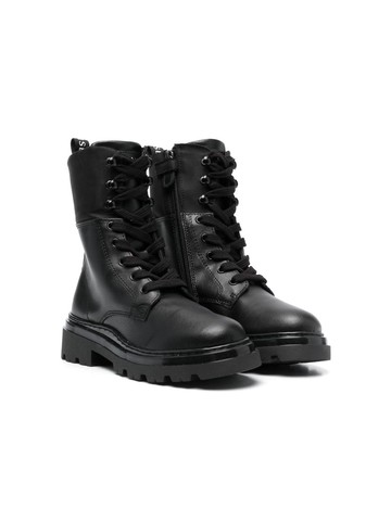 TWINSET Kids - leather combat boots - kids - Calf Leather/Rubber/Calf Leather - 38 - Black