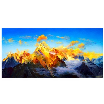 【御畫房】日照金山 國家一級畫師手繪油畫60×120cm(VF-145)