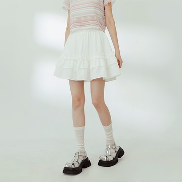 QUEENSHOP_ S 女裝 多層荷葉設計蛋糕短裙 兩色售 現+預 【03010887】