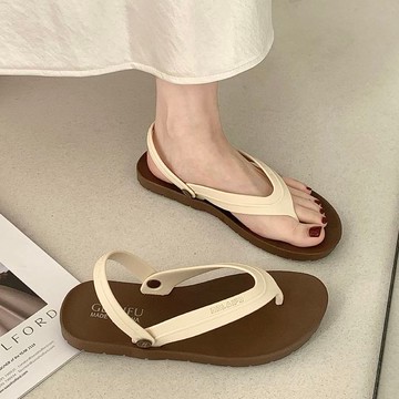 ✨精選好物✨新款兩用人字拖男女純色耐磨夾趾拖鞋簡約休閒防滑人字拖女外穿夏季时尚新款平底夾趾凉鞋海邊沙灘鞋家居防滑涼拖