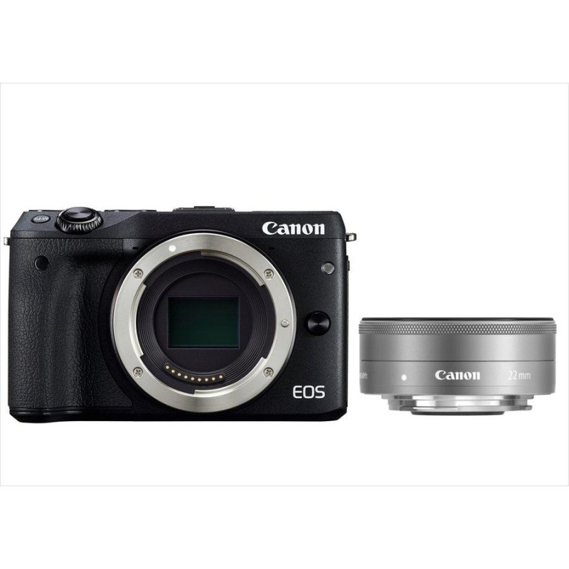 キヤノン Canon EOS M3 ブラックボディ EF-M 22mm F2 シルバー 単焦点 パンケーキ レンズセット ミラーレス一眼 カメラ 中古  | LINEショッピング