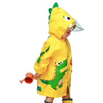 愛北鼻 兒童立體造型雨衣 70-150cm適用 超強防潑水梭織布 PU防水膠層  黃色 + 綠色  M
