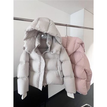 2024冬90白鵝絨加厚寬松小個子連帽面包云朵puff泡芙短款羽絨服女