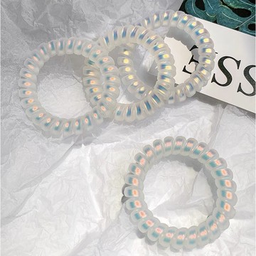 🌟台灣現貨🌟 韓國炫彩人魚姬電話線髮圈 粗款大號不傷髮髪束 高彈力耐用馬尾髮圈