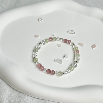 strawberry soda/草莓晶 葡萄石 白水晶/水晶手鍊 客製化