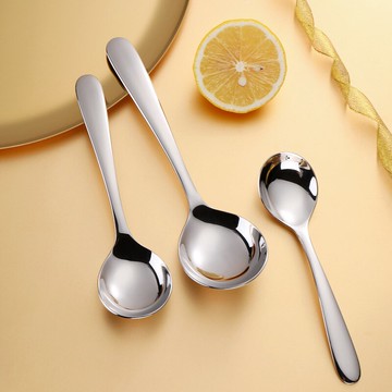 勺子304不銹鋼加深圓頭勺家用調羹勺子可愛兒童勺酒店西餐具