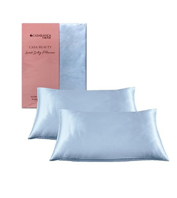 Casa Beauty 絲柔棉枕袋 - 淺湖藍 (一對)