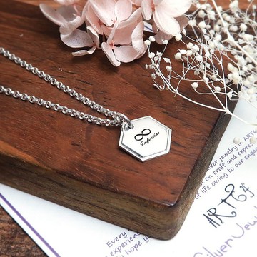 可刻字 六角造型項鍊 925純銀 女生飾品 客製化銀飾 禮物訂製