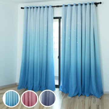 【傢飾美】 鏤空漸變雙層遮光窗簾 150x210cm (三色任選)