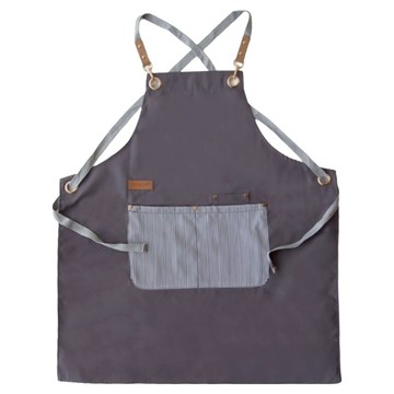 JUST HOME 匠作條紋帆布圍裙 65%聚酯纖維 35%綿 人造皮革 金屬 灰色 尺寸約78x70cm  1件