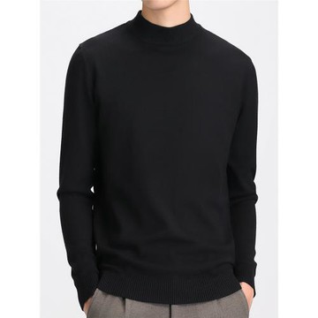 2025秋季新款毛衣男士針織長袖圓領黑色男裝內搭高領秋冬打底衫男