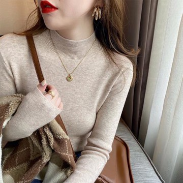 半高領毛衣女春秋2025新款小香風內搭打底衫高級感小眾針織衫上衣