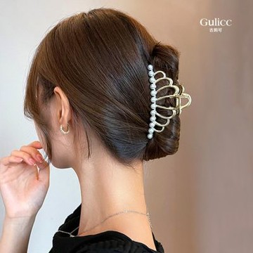 Gulicc 韓版 金屬 珍珠 皇冠 髮夾(髮飾 頭飾 一字夾 瀏海夾 側邊夾 聖誕 禮物 主題穿搭)
