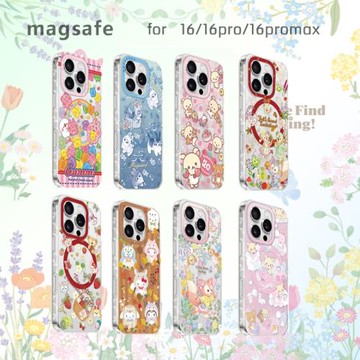 日單小眾少女卡通保護套適用iPhone16promax磁吸手機殼16pro全包軟邊硬殼magesafe磁吸支架卡包 可伸縮粘貼座