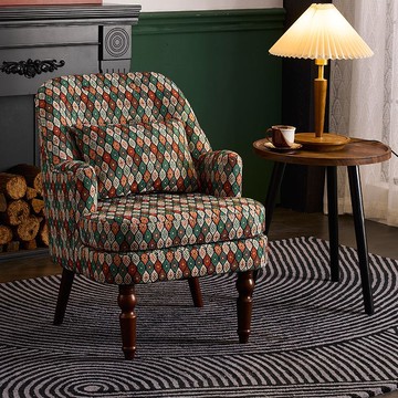 美式復古單人沙發客廳小戶型陽臺臥室北歐休閑家用椅子懶人小沙發 b7311