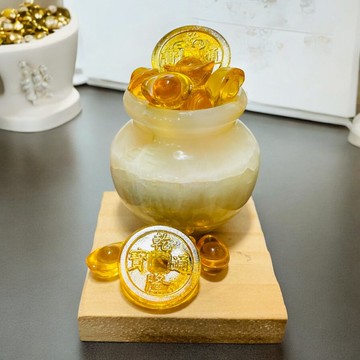 財富滿溢 聚寶盆 財位 招財擺件 辦公室 療癒小物 水晶 招財