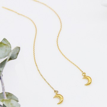 Trois petits points 月亮墜長鏈金耳環