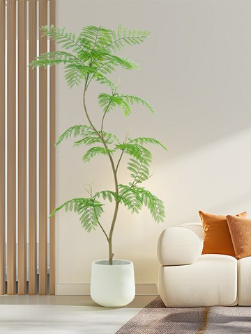 仿真植物 飾植物 綠植盆栽仿真綠植藍花楹客廳沙發旁邊落地擺件室內走廊過道仿生假花樹盆栽