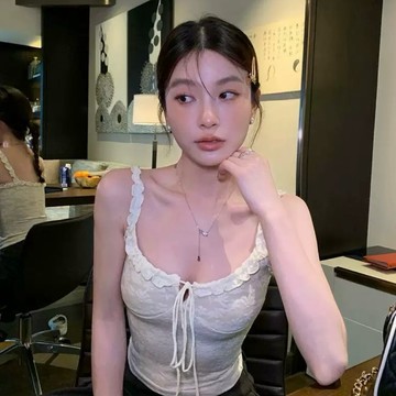 CU🇰🇷細緻蕾絲🌹法式氣質仙氣鉤花蕾絲吊帶背心上衣 無袖背心 吊帶背心 內搭 春夏穿搭