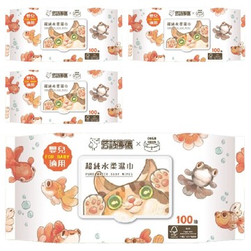 fastrend 芳詩傳德 x Duga&Hook 嬰兒超純水柔濕巾 特選縲縈水針布 質地柔軟 加蓋設計  100張  4包