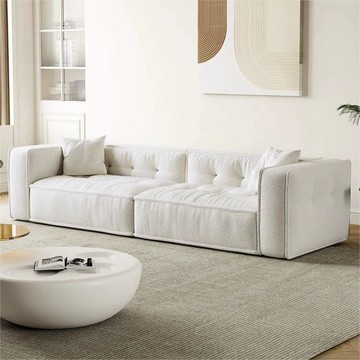 奶油風吐司沙發北歐意式極簡羊羔絨客廳小戶型網紅布藝沙發組合YYY202